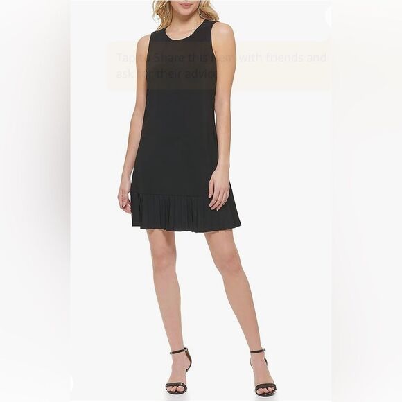 NWT Tommy Hilfiger Sleeveless Cocktail Shift Dress Women Sz 10 Black Pleated Hem - Picture 1 of 14